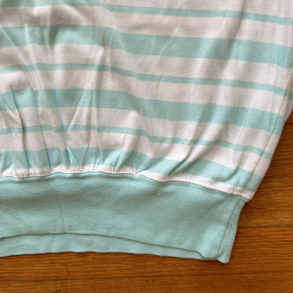 90s preppy polo cropped striped shirt teal Robinson’s 80s - Picture 3 of 5